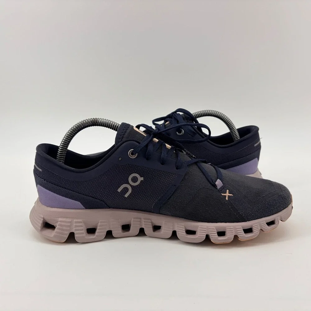 On Running Cloud X Women's Size 10 Navy Lilac Synthetic Mesh CloudTec Sneakers